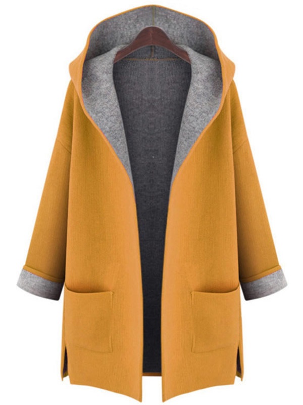 Hooded Patch Pocket Woolen Coat
